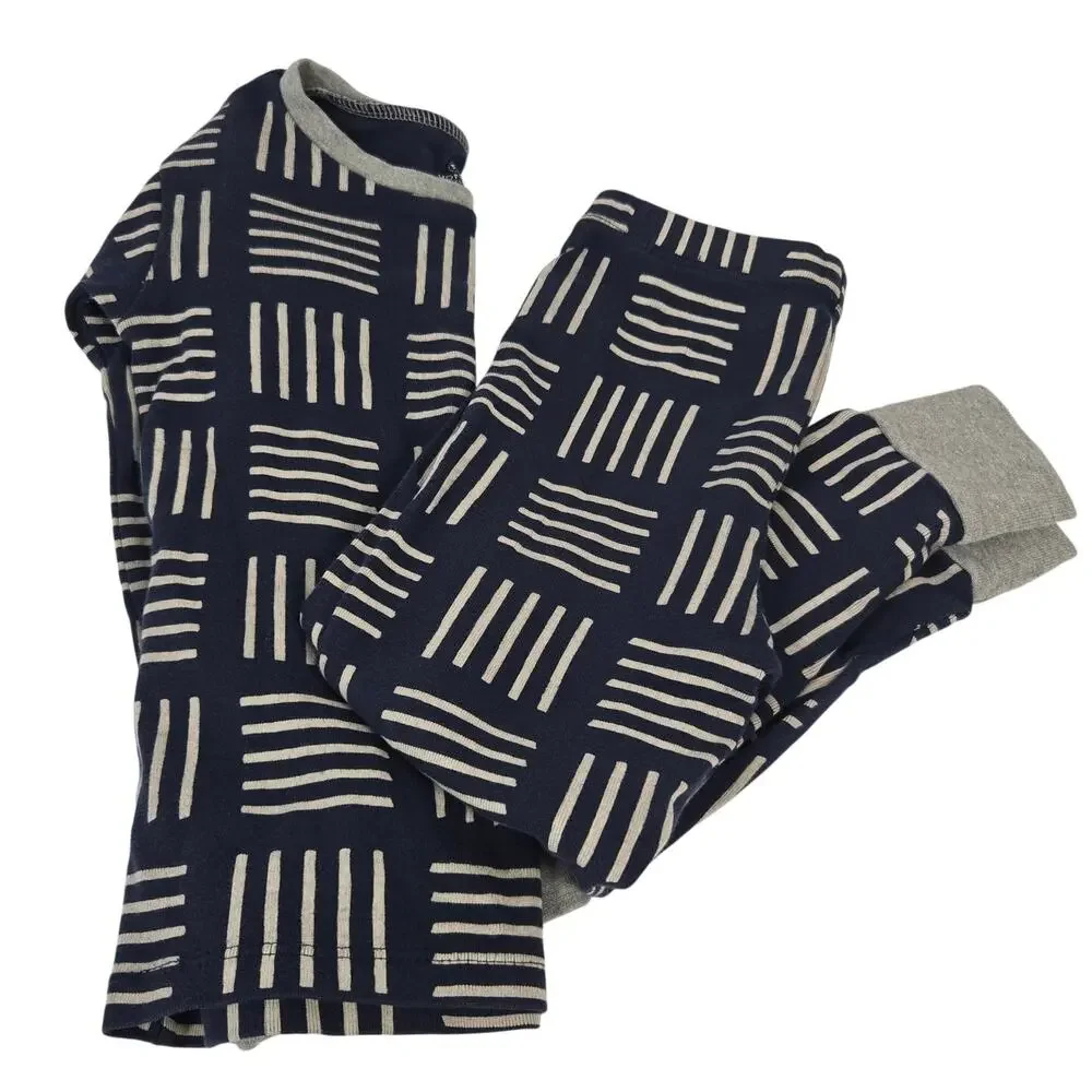 Honest Baby Organic Cotton Blue White Geometric Print Two Piece PJ Set Size 4T